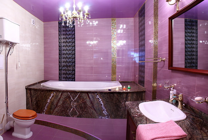 finition de salle de bain dans les tons lilas