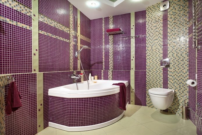 baignoire d'angle en mosaïque