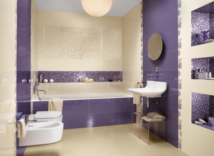 salle de bain violette et beige