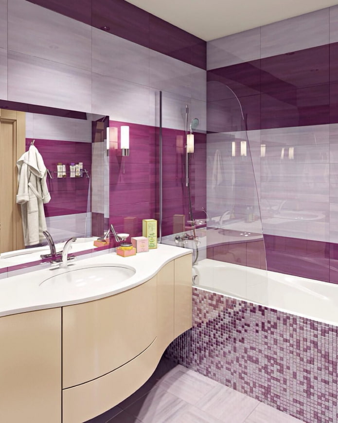 Salle de bain carrelée de mosaïques
