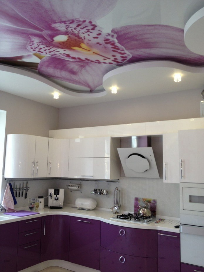 Plafond violet dans la cuisine
