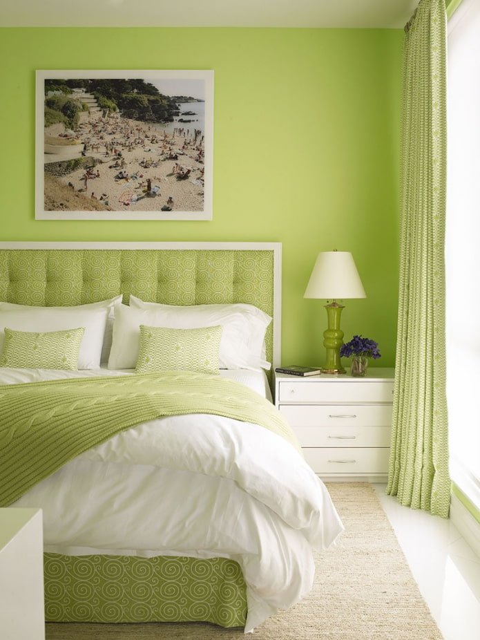 chambre dans les tons verts