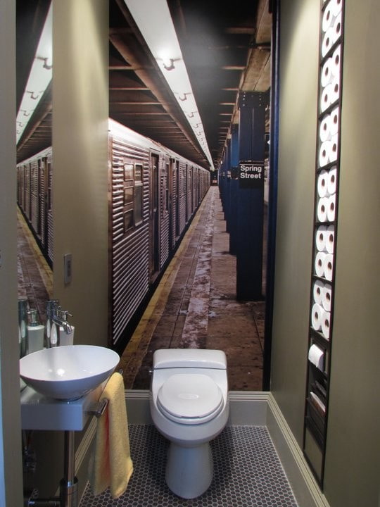 image avec perspective sur le mur de la salle de bain