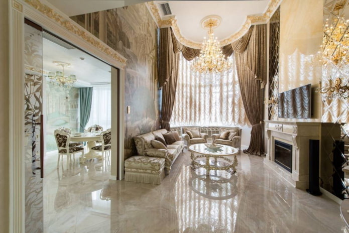 Rideaux français dans le salon