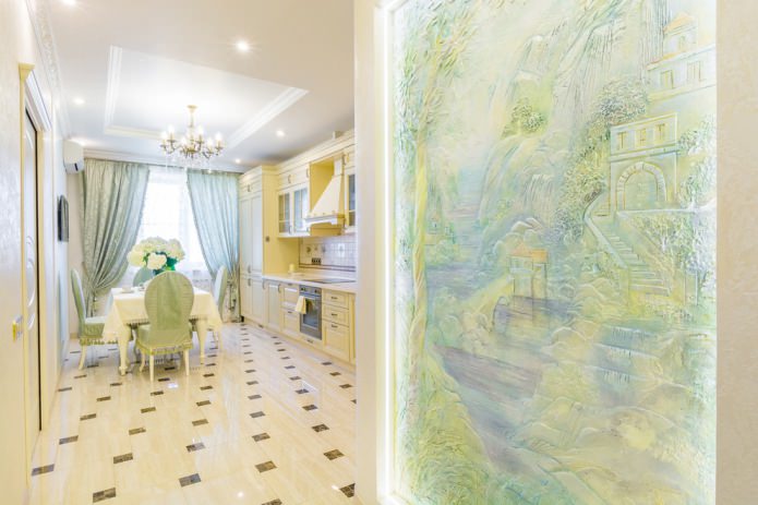fresque sur plâtre aux tons pastel