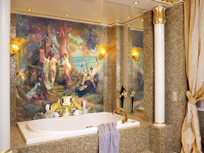 fresque dans la salle de bain