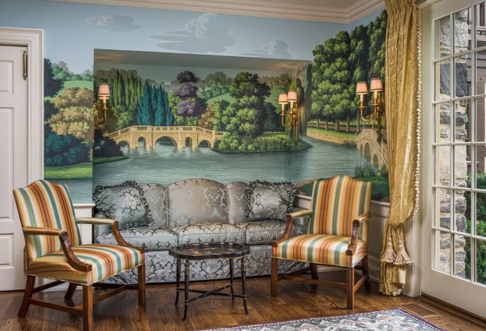Papier peint photo agrandissant l'espace représentant une fresque