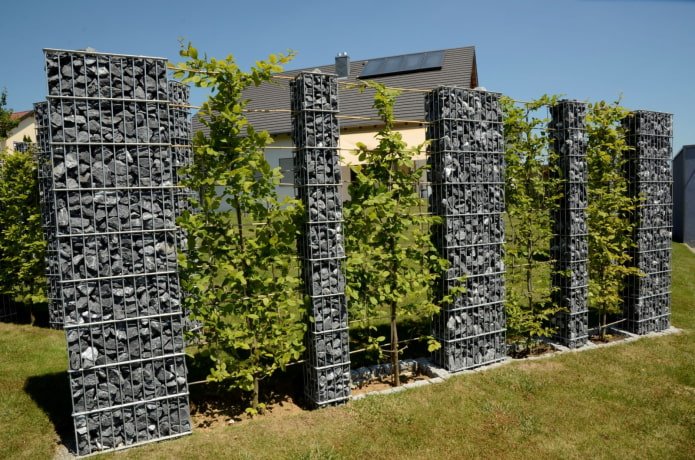 gabions hauts dans l'aménagement paysager