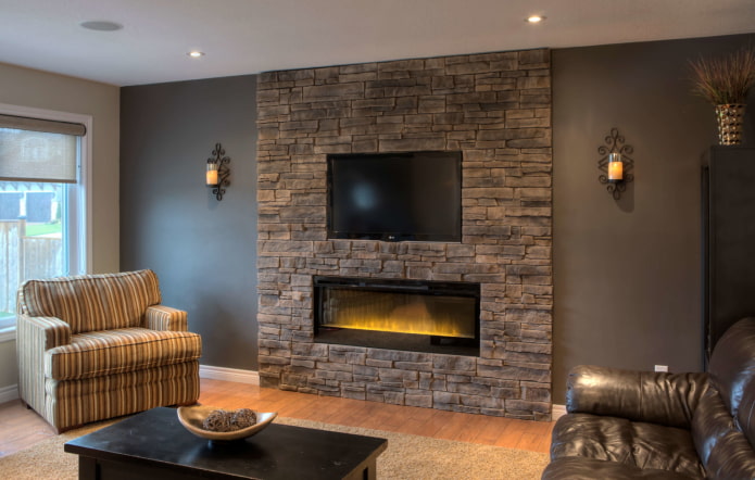 Carrelage en plâtre pour la décoration d'une cheminée intérieure