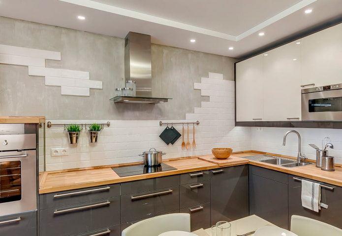 carrelage en plâtre à l'intérieur de la cuisine