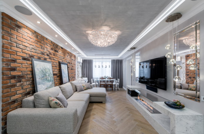 carrelage en plâtre dans le salon