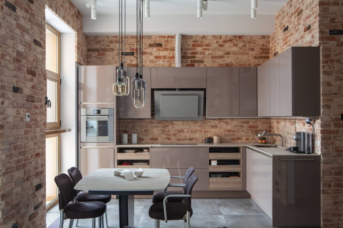 cuisine brillante de style loft