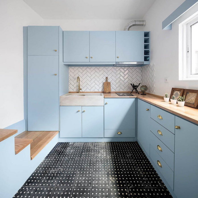 Cuisine d'angle bleue