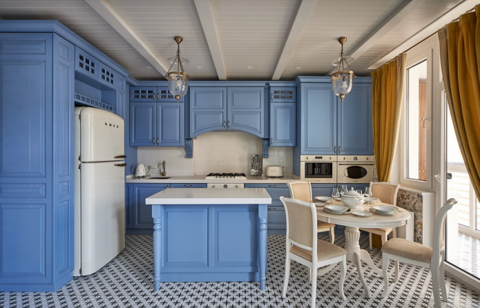 Cuisine bleue de style classique