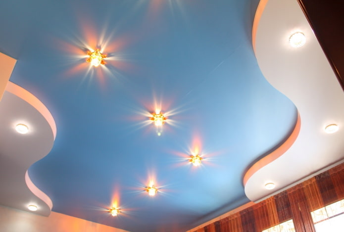 plafond tendu satiné bleu