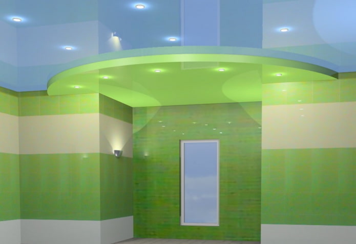 Conception de plafond avec une combinaison de couleurs vertes et bleues
