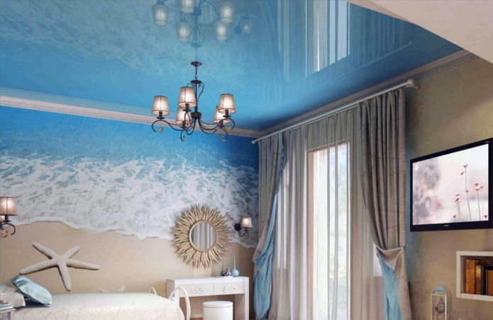 tissu tendu de couleur bleue