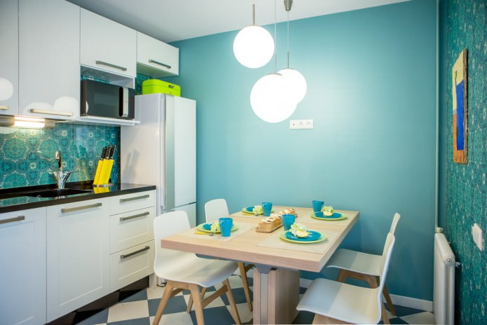 cuisine dans les tons bleus