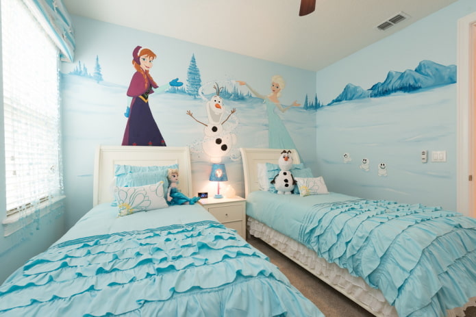 décoration intérieure d'une chambre d'enfant dans les tons bleus