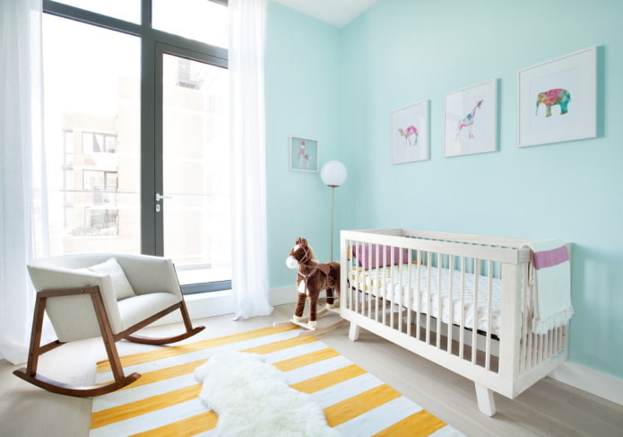 Décoration d'intérieur de chambre d'enfant dans les tons bleus