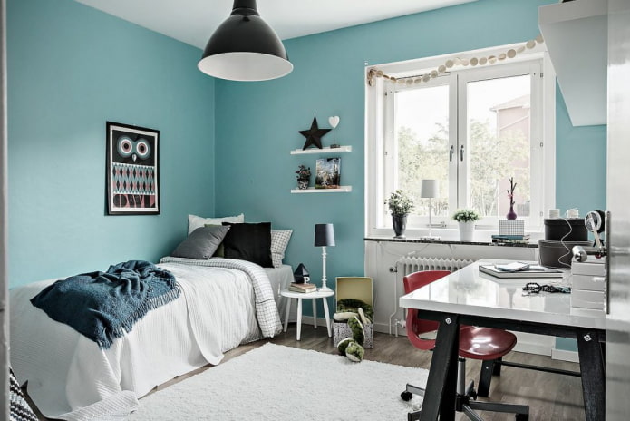 Nuances de bleu dans une chambre d'enfant