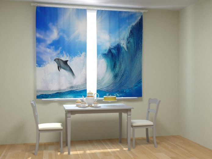 Rideaux photo avec dauphins
