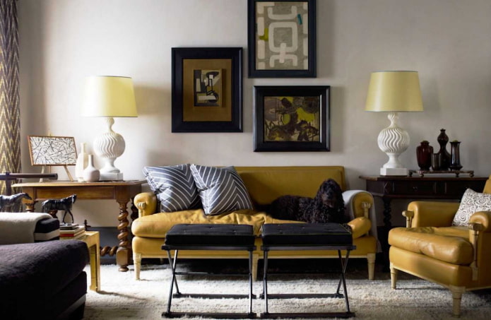 Couleur moutarde dans un intérieur classique