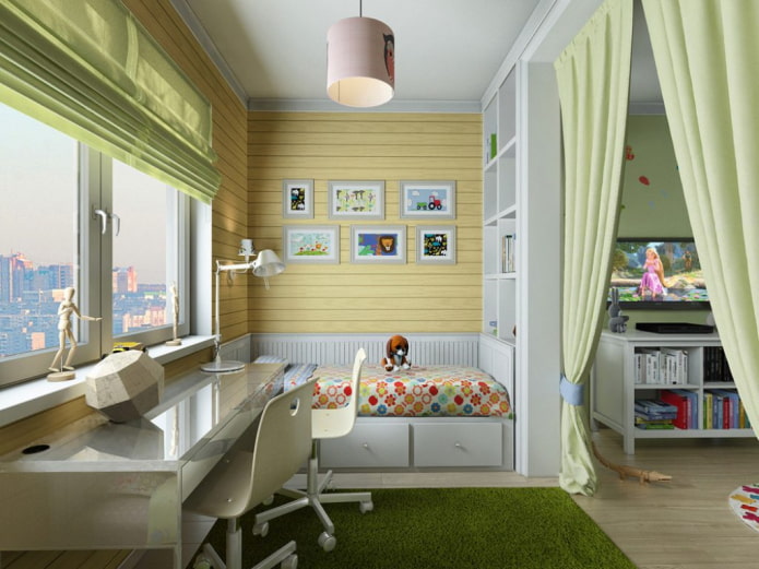 Répartition zonale de la chambre d'enfant dans le salon