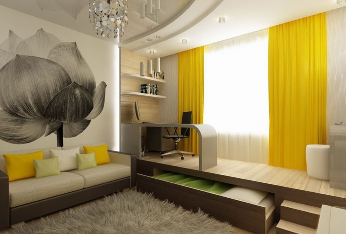 Répartition zonale de la chambre d'enfant dans le salon