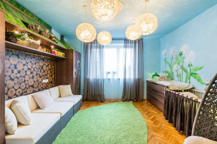 Aménagement d'une chambre d'enfant et d'un salon combinés