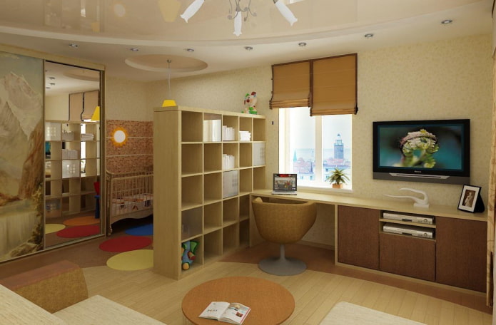Aménagement d'une chambre d'enfant et d'un salon combinés