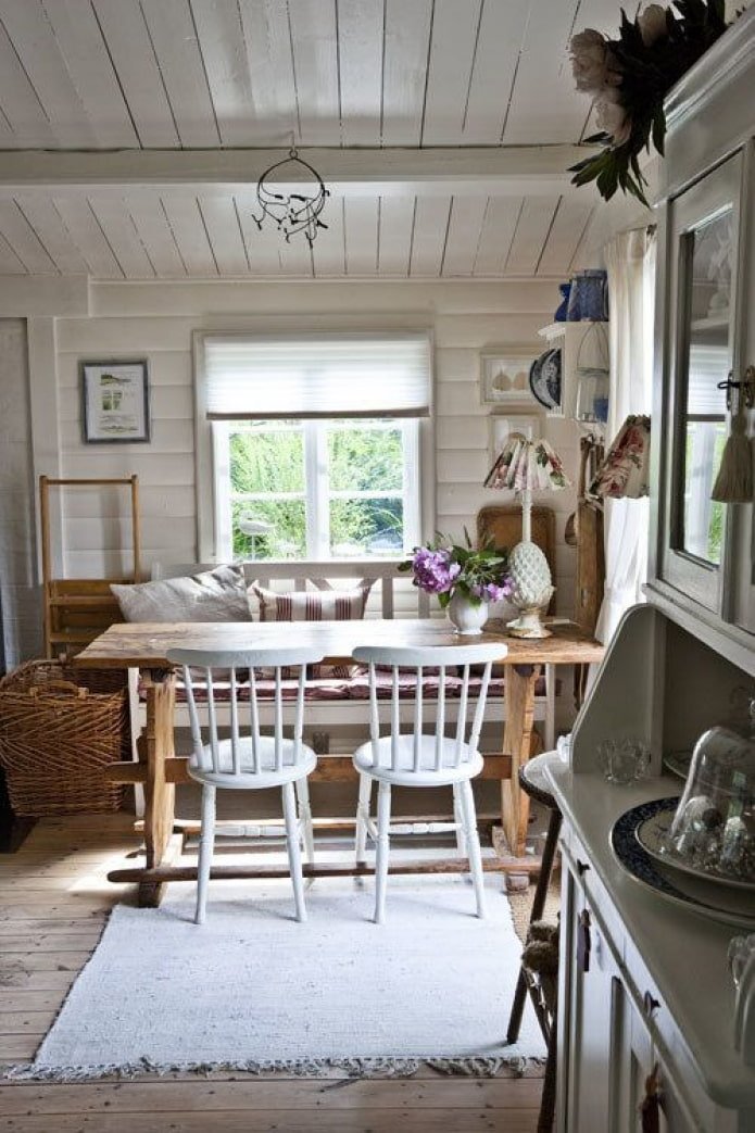 cuisine-séjour d'un chalet d'été