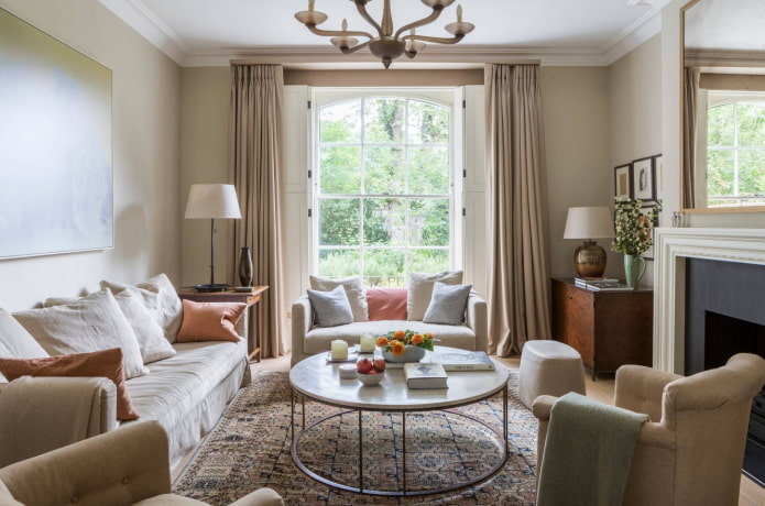 Textiles à l'intérieur du hall dans les tons beiges