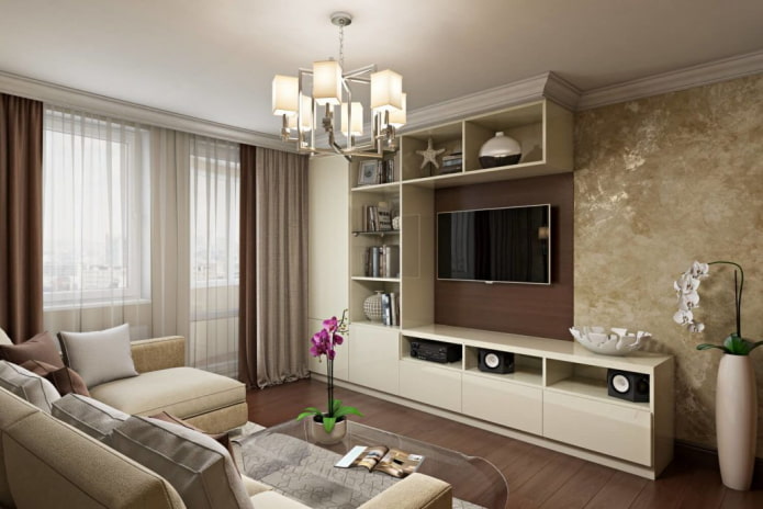 Intérieur de salon dans Tons marron et beige