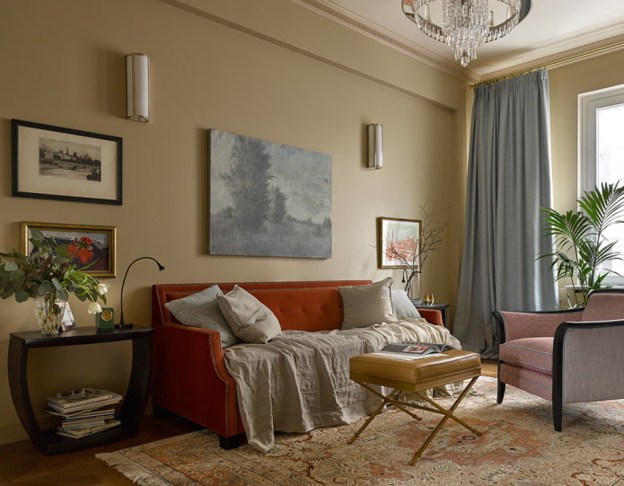 Textiles à l'intérieur du hall dans les tons beiges