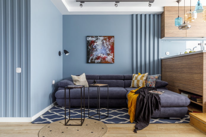 meubles d'un salon bleu