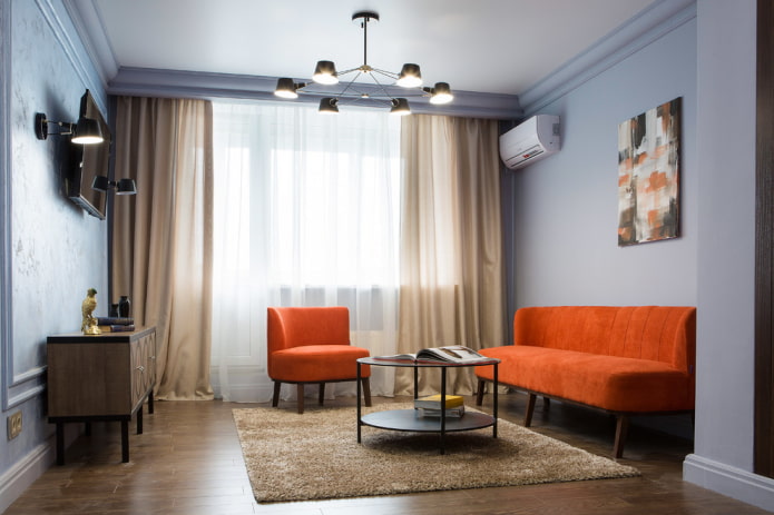 meubles d'un salon bleu