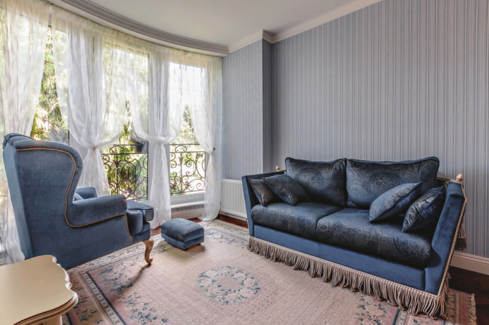 Salon bleu de style classique