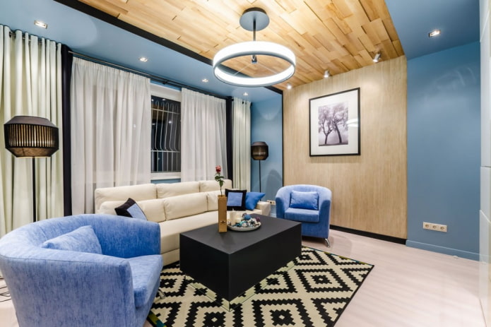décoration de l'intérieur d'un salon bleu