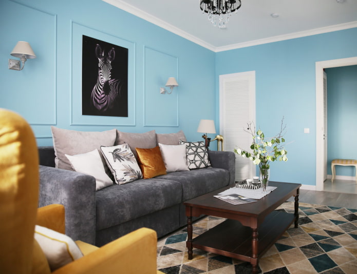 meubles d'un salon bleu