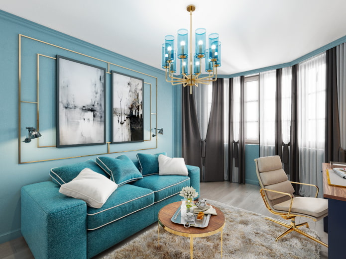meubles d'un salon bleu