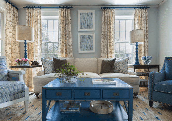 Salon bleu de style provençal