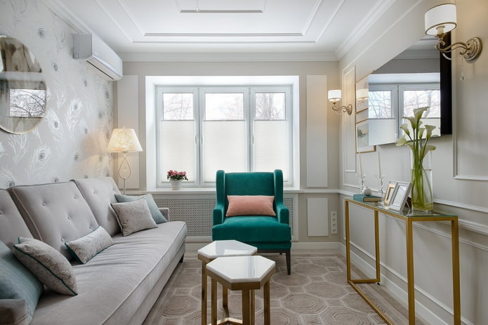 Aménagement du salon dans un appartement Khrouchtchev