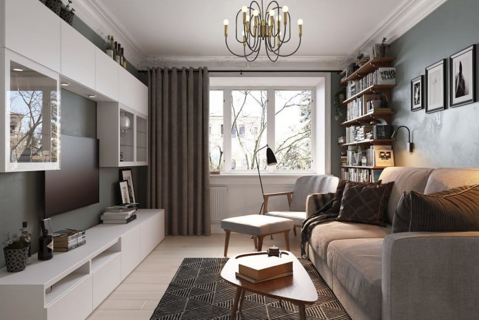 Aménagement du salon dans un appartement Khrouchtchev