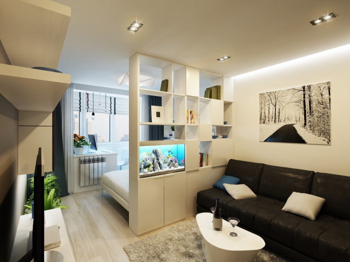 Espace nuit dans le salon d'un appartement Khrouchtchev