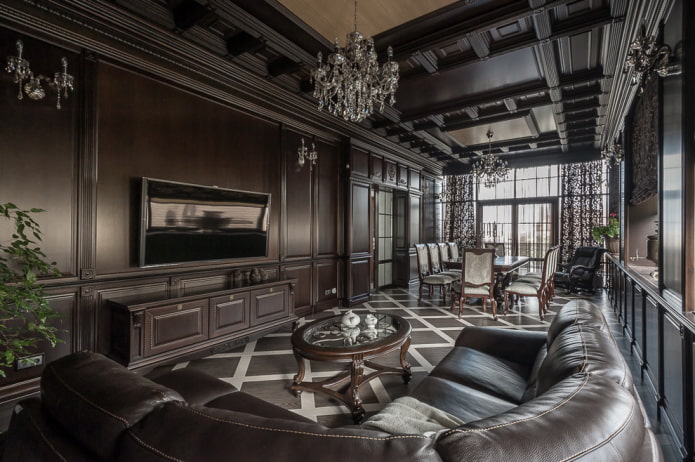 Salon classique aux tons sombres