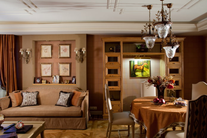 Salon classique aux tons sombres