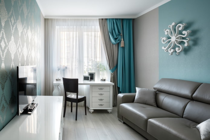 intérieur d'un salon gris aux accents lumineux