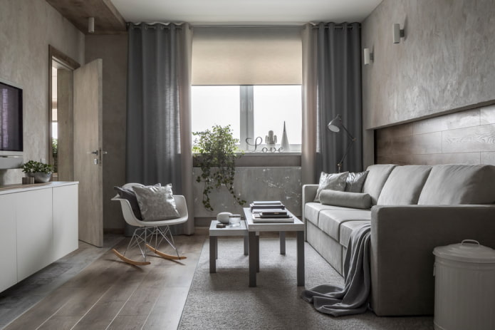 finition d'un salon gris