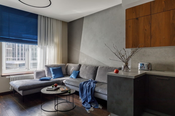 Meubles dans un salon gris
